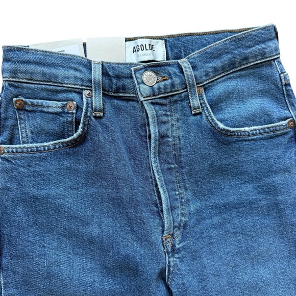 NWT! AGOLDE Women's Riley High Rise Straight Crop Jeans Blue Size 23 Casual - Picture 8 of 12